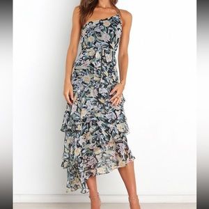 Petal & Pup Black Floral Tiered Midi Dress